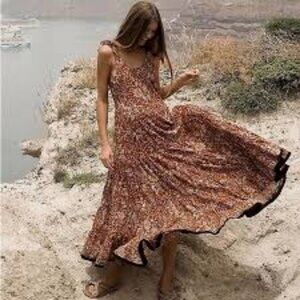 Free People Floral Maxi Dress - Red and Cream